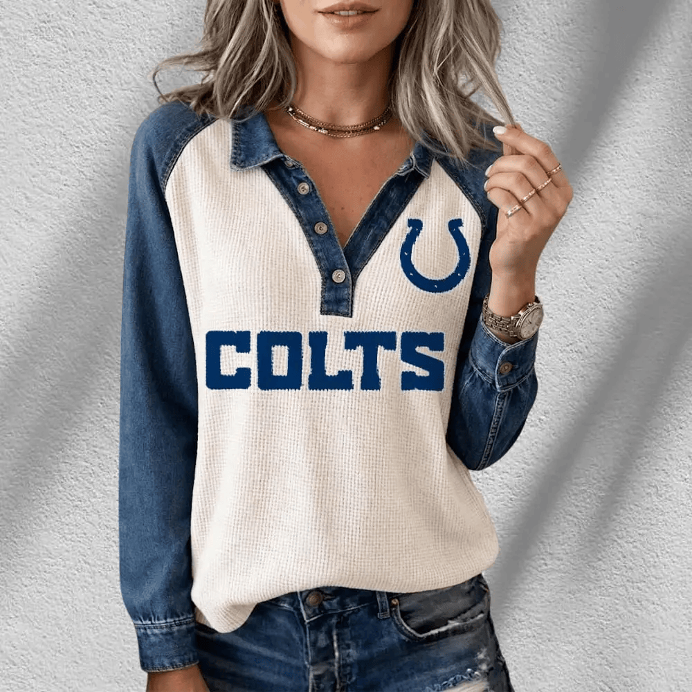 Indianapolis Colts Long Sleeve Waffle Knit Henley Shirt PKNXGN