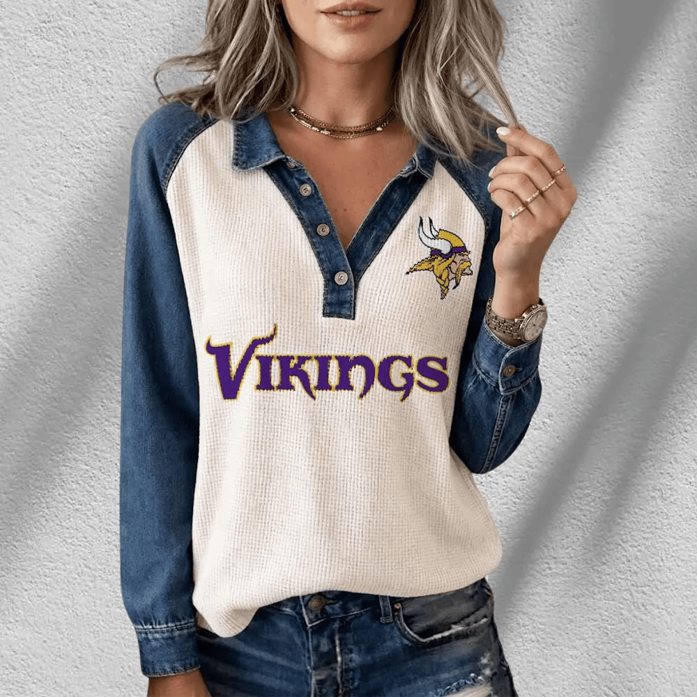 Minnesota Vikings Long Sleeve Waffle Knit Henley Shirt PW5MTY