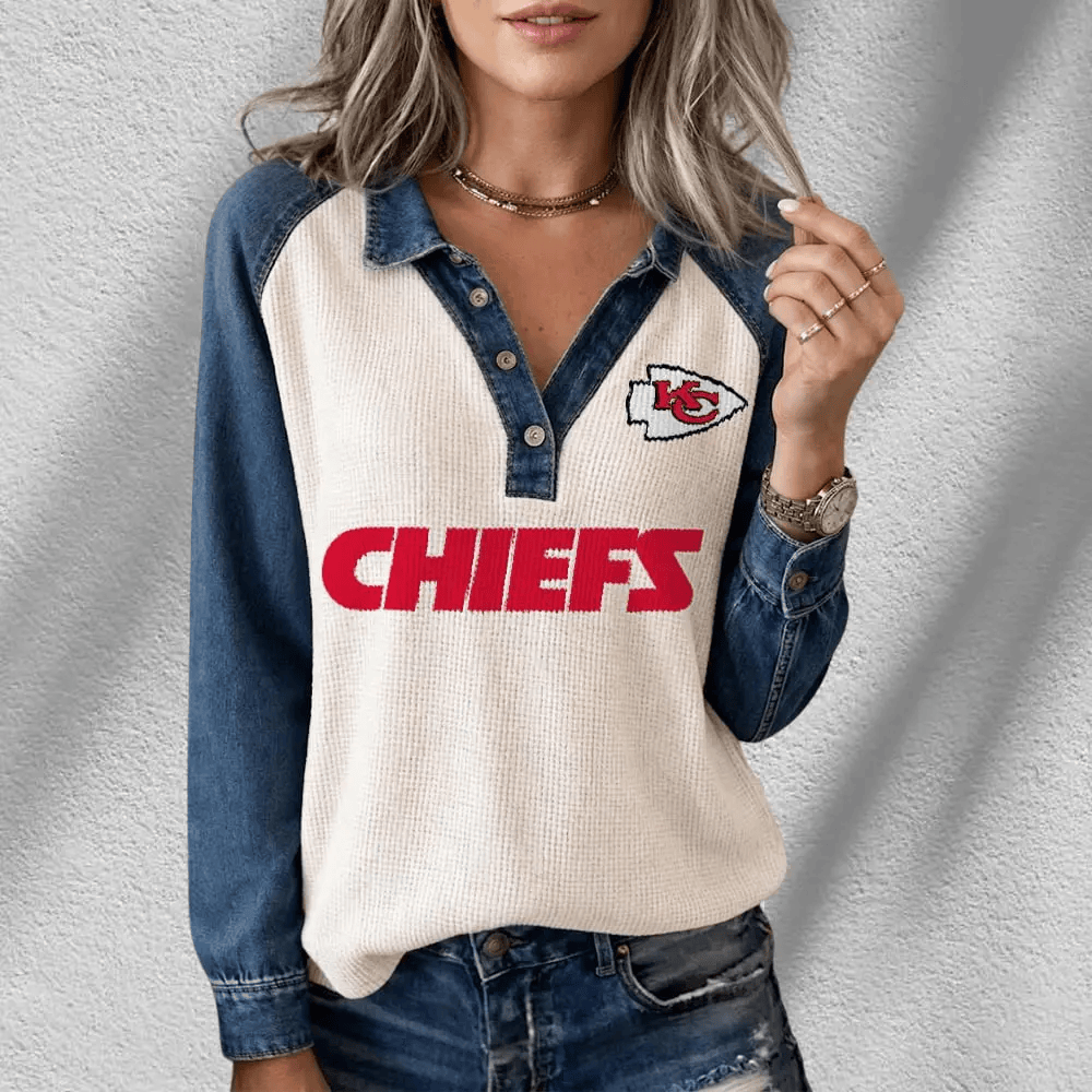 Kansas City Chiefs Long Sleeve Waffle Knit Henley Shirt PPGZ6S