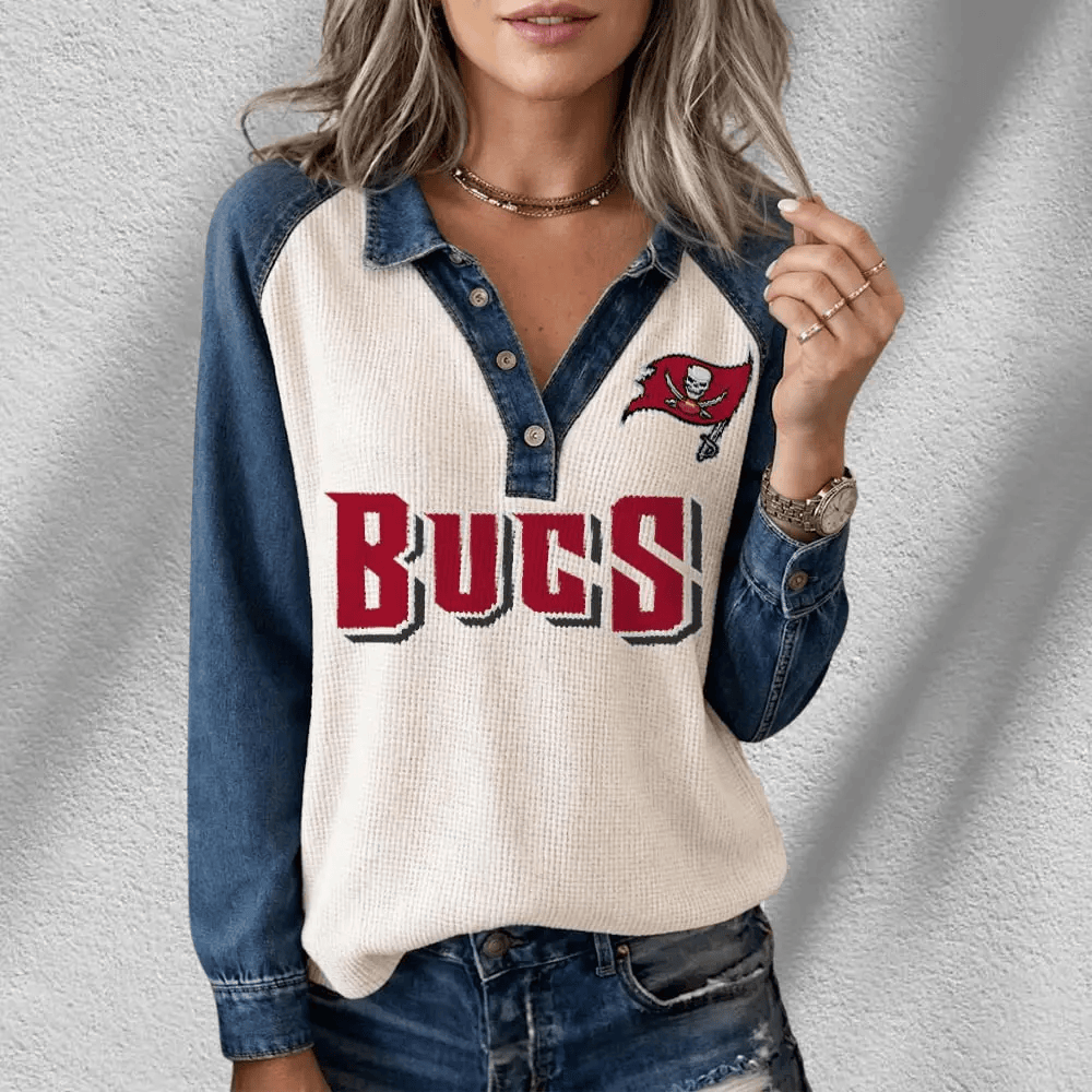 Tampa Bay Buccaneers Long Sleeve Waffle Knit Henley Shirt PALUFV
