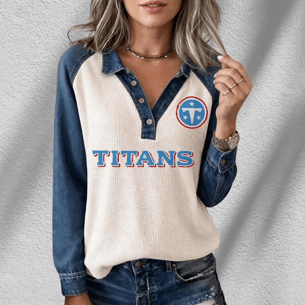 Tennessee Titans Long Sleeve Waffle Knit Henley Shirt PS32NU
