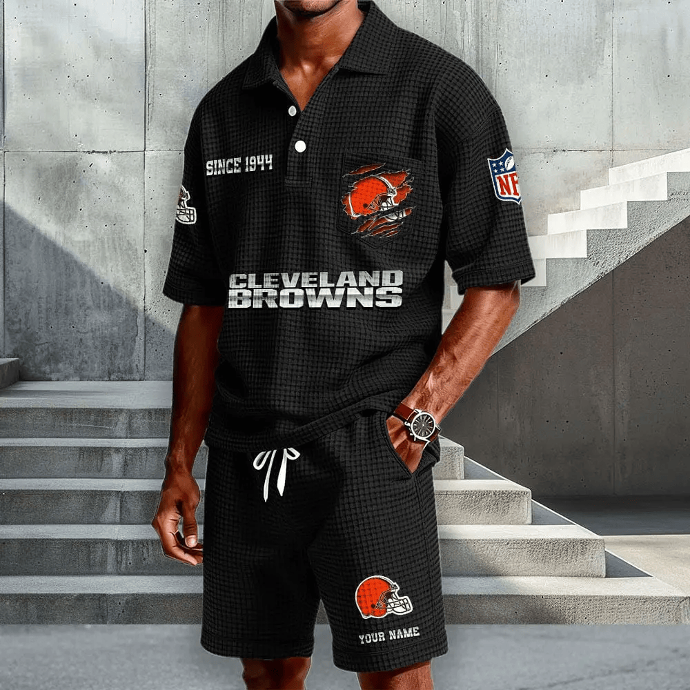 Cleveland Browns Waffle Button Polo Shirt And Shorts P5XMH9