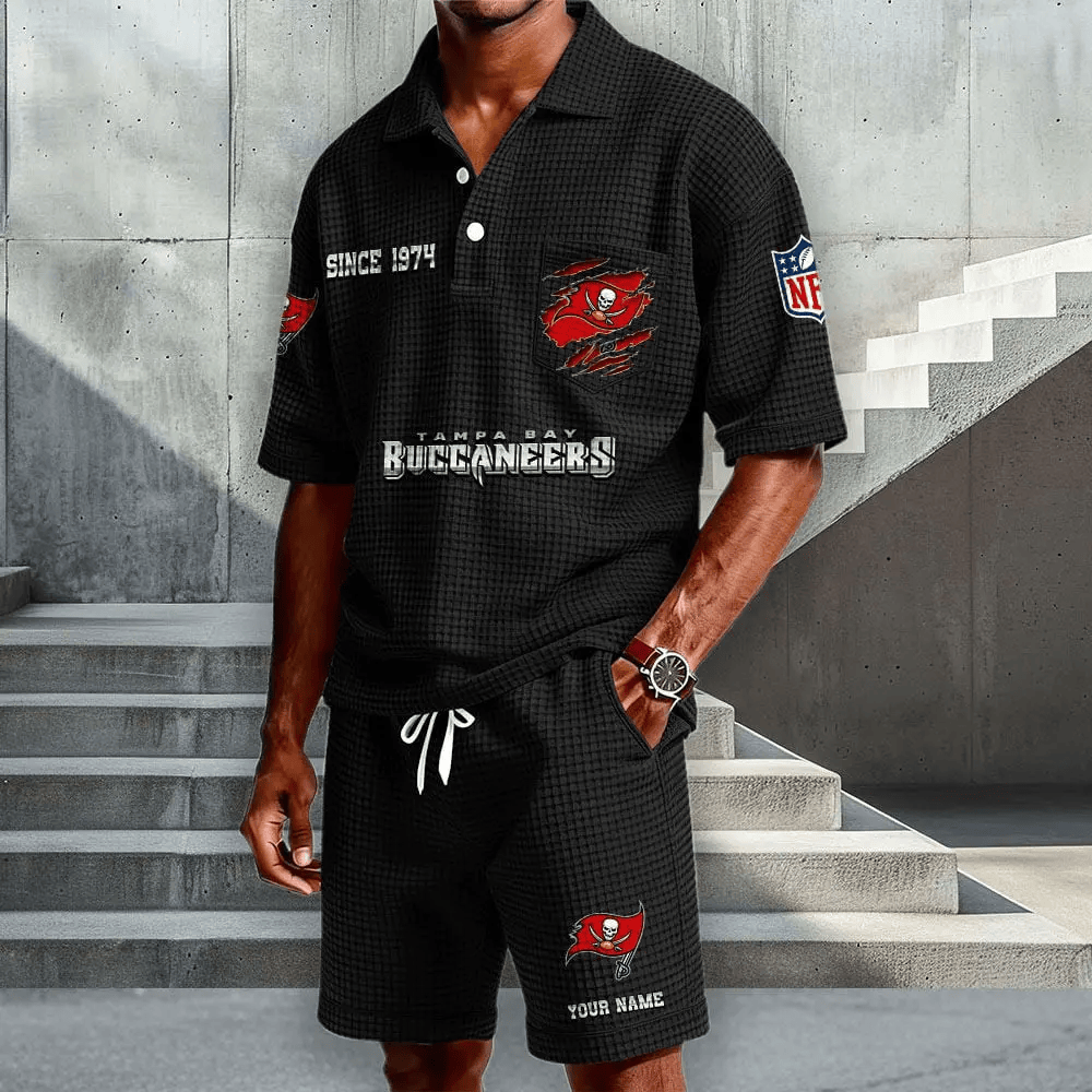Tampa Bay Buccaneers Waffle Button Polo Shirt And Shorts PBQZPD
