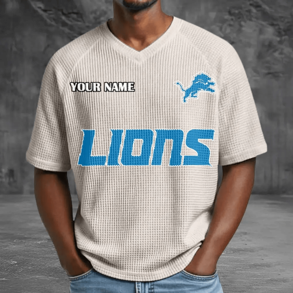 Detroit Lions Men’s Waffle V-neck T-shirt PN8FU2