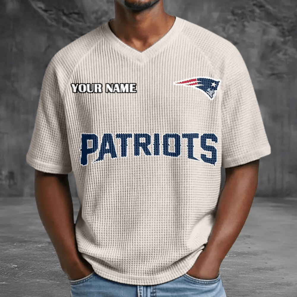 New England Patriots Men’s Waffle V-neck T-shirt P9SULE