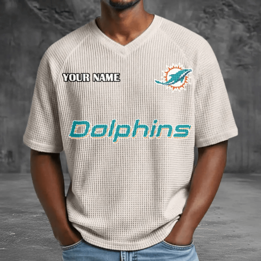 Miami Dolphins Men’s Waffle V-neck T-shirt P2E7NP