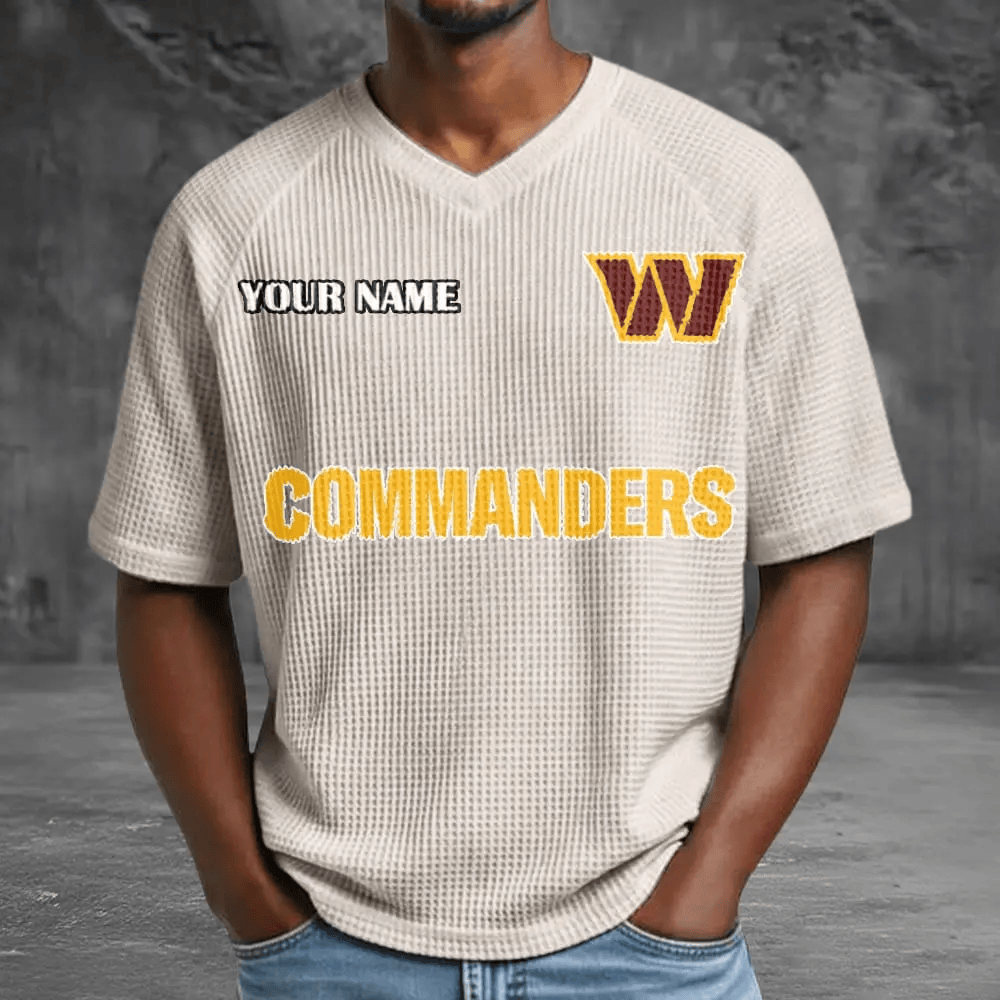Washington Commanders Men’s Waffle V-neck T-shirt PZAYJU