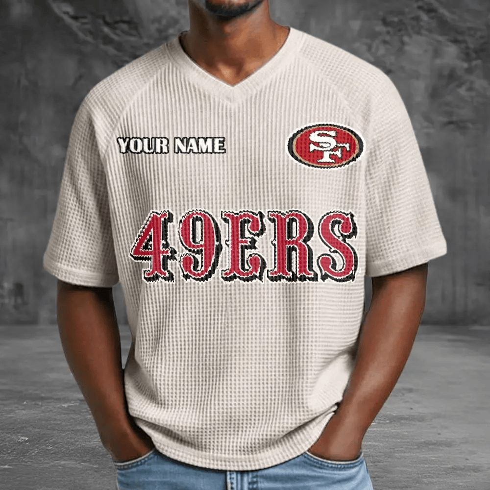 San Francisco 49ers Men’s Waffle V-neck T-shirt PNHVVD