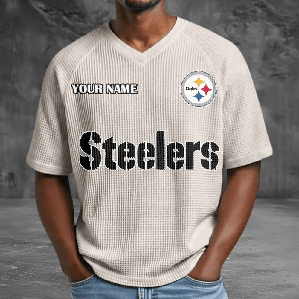 Pittsburgh Steelers Men’s Waffle V-neck T-shirt P4FMCK