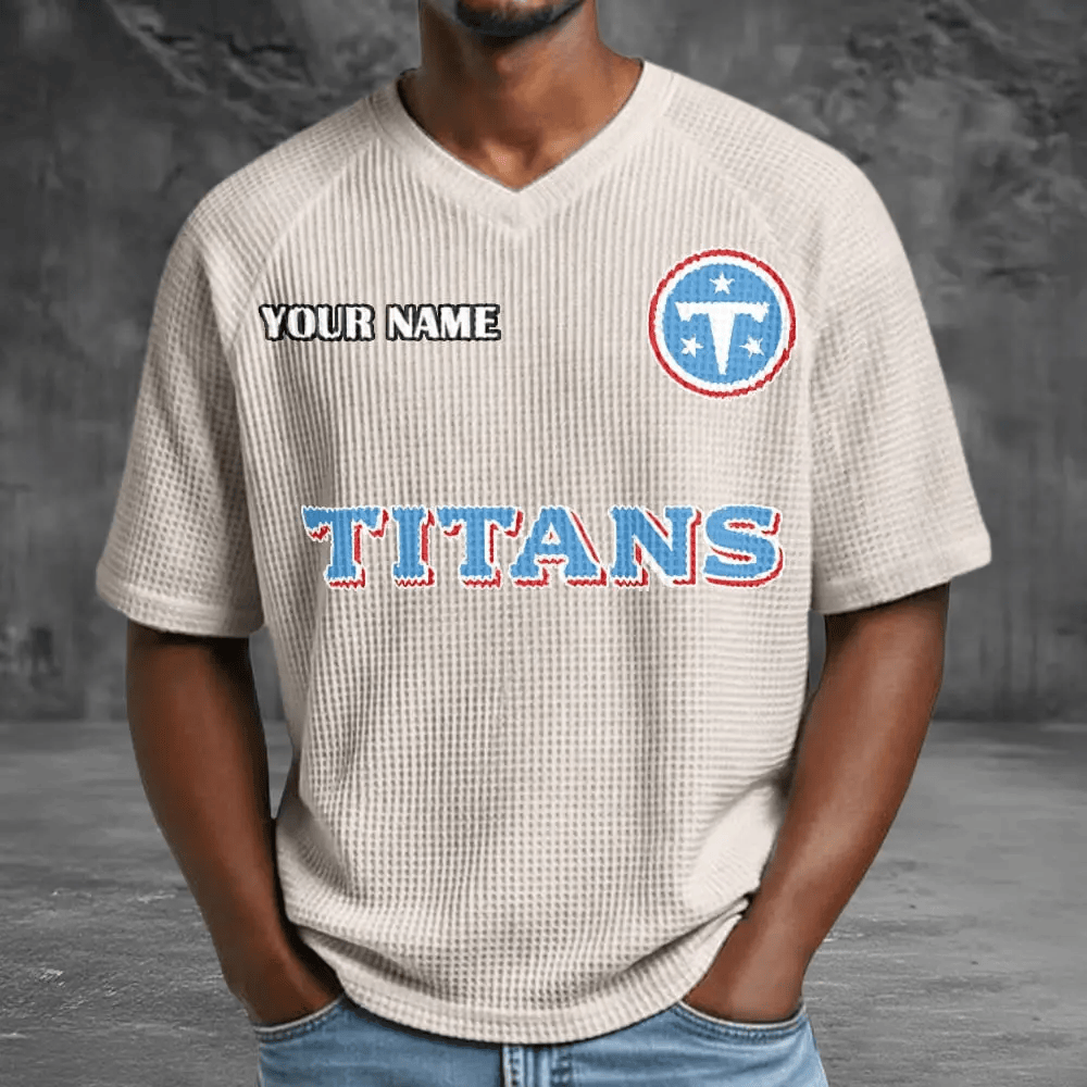 Tennessee Titans Men’s Waffle V-neck T-shirt P6SRNA