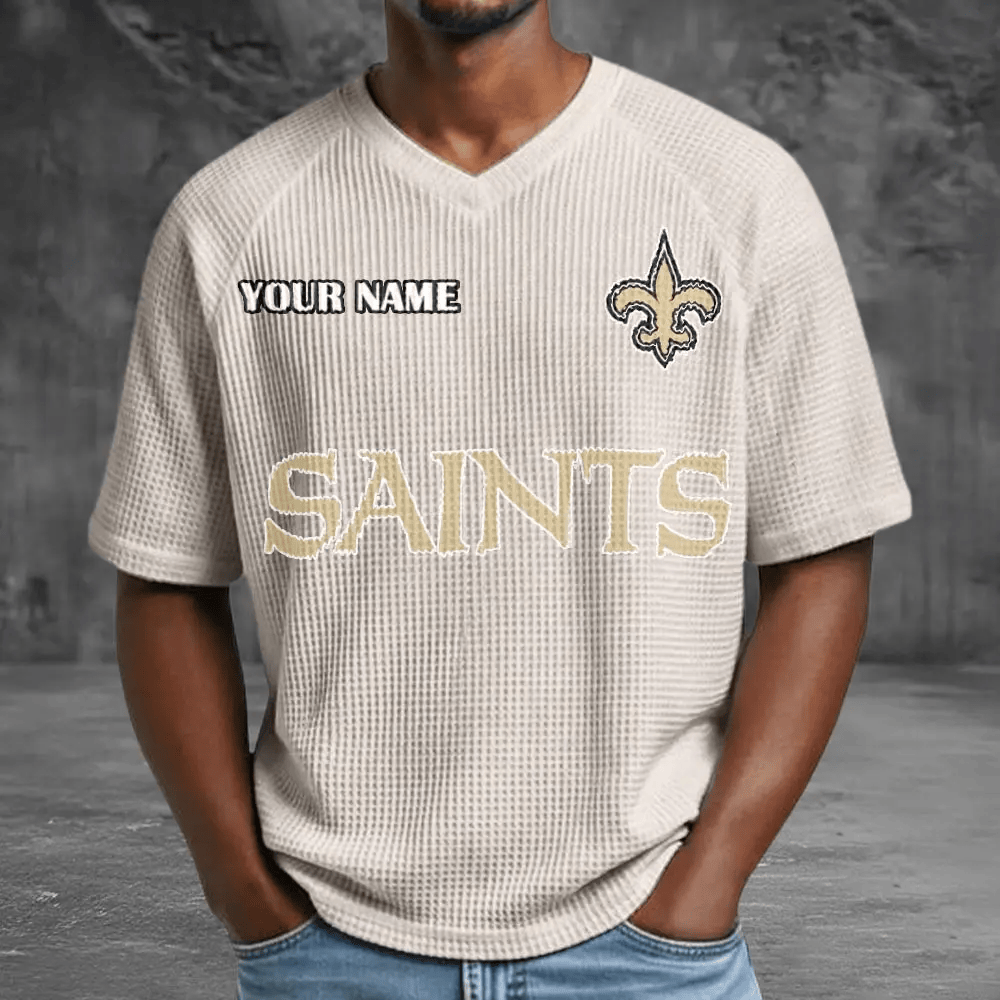 New Orleans Saints Men’s Waffle V-neck T-shirt PJ5LVC