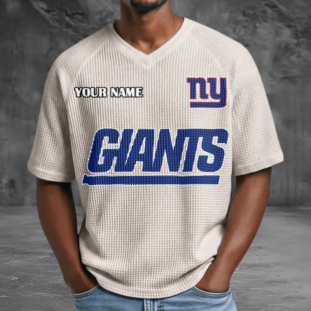 New York Giants Men’s Waffle V-neck T-shirt PQEZSB