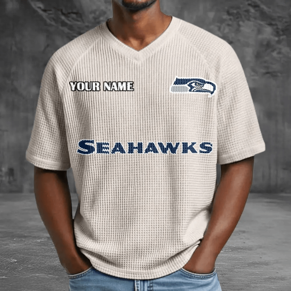 Seattle Seahawks Men’s Waffle V-neck T-shirt P3K4FM