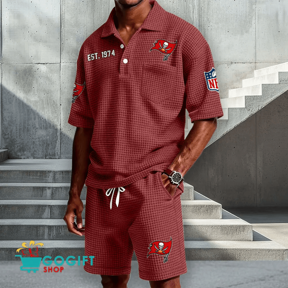 Tampa Bay Buccaneers Waffle Button Polo Shirt And Shorts P3GAV3