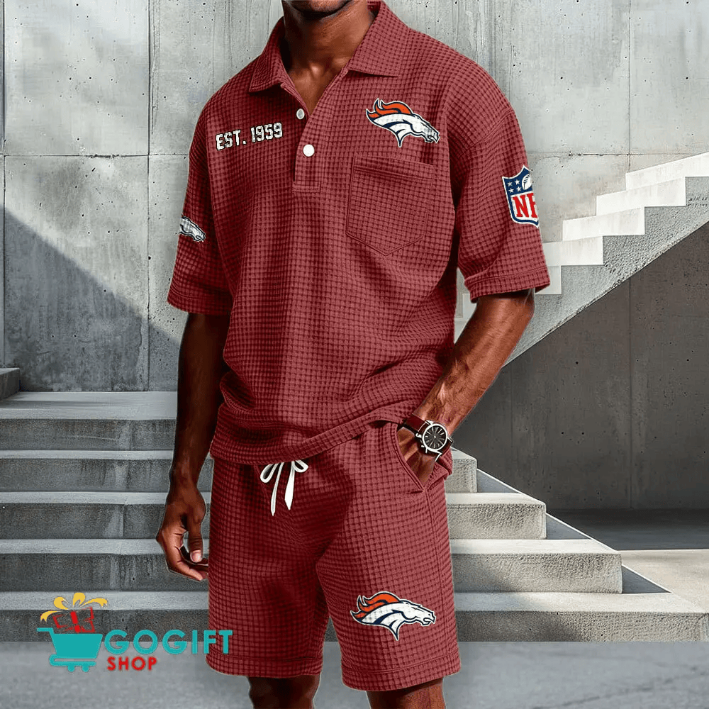 Denver Broncos Waffle Button Polo Shirt And Shorts PAH6UT