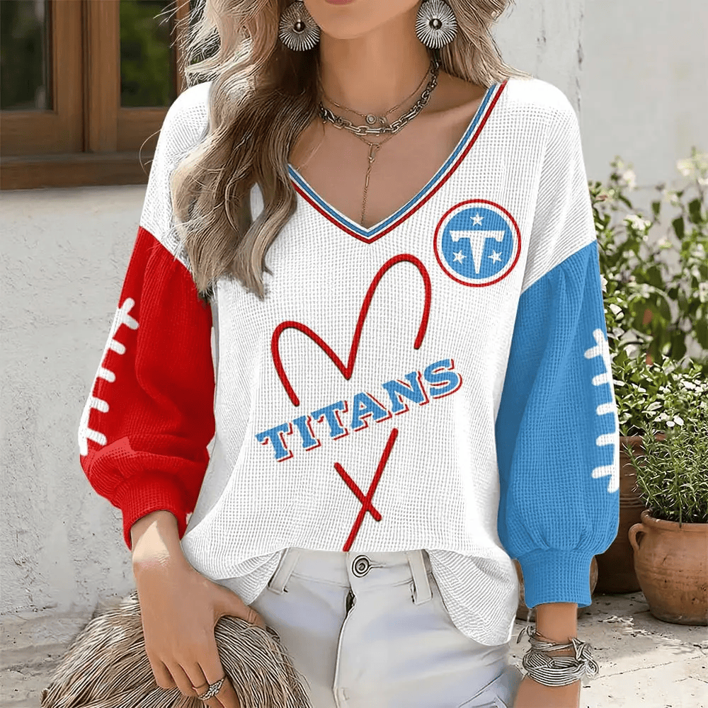Tennessee Titans V-Neck Waffle Sweater P4R6QL