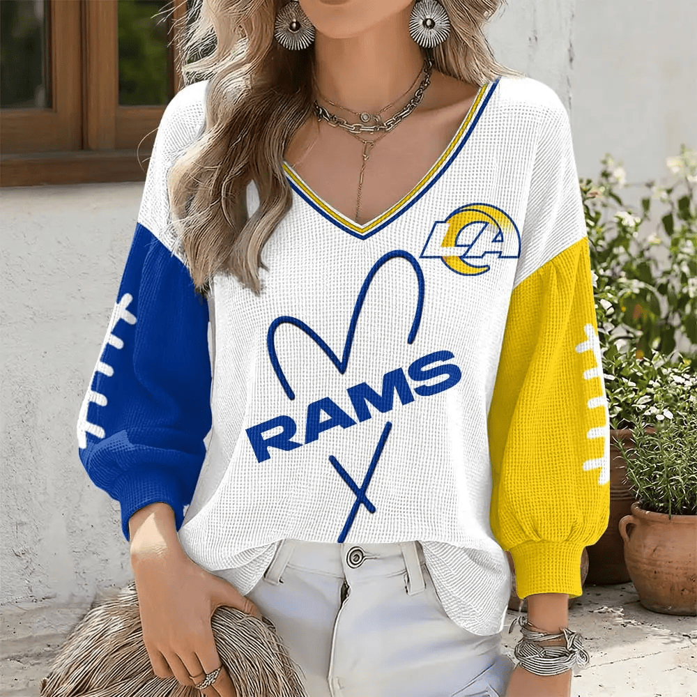 Los Angeles Rams V-Neck Waffle Sweater P5798A