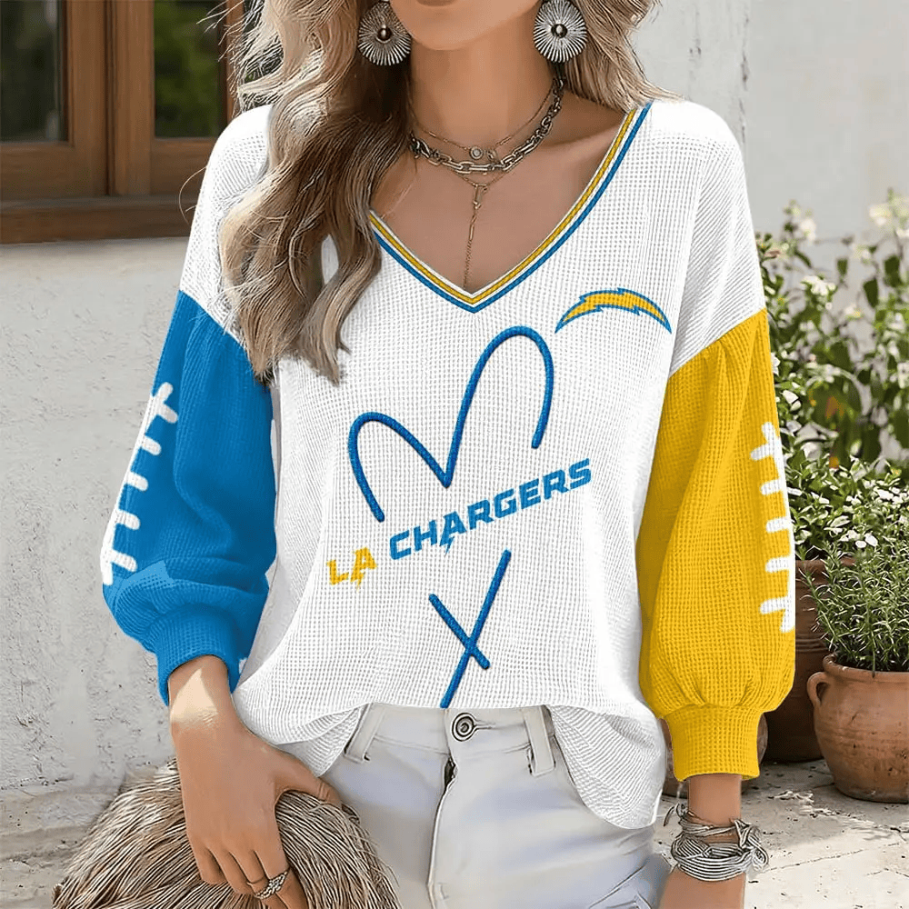 Los Angeles Chargers V-Neck Waffle Sweater PYX27G