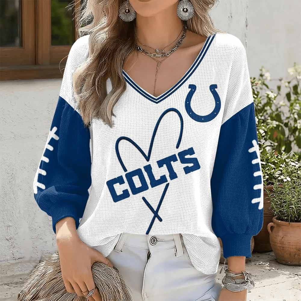 Indianapolis Colts V-Neck Waffle Sweater P5ZSDH