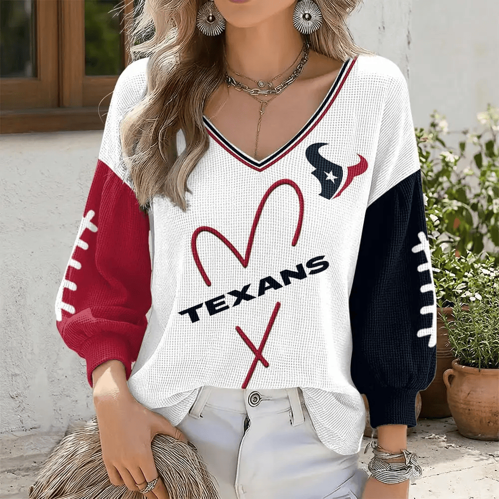 Houston Texans V-Neck Waffle Sweater PTM5GF