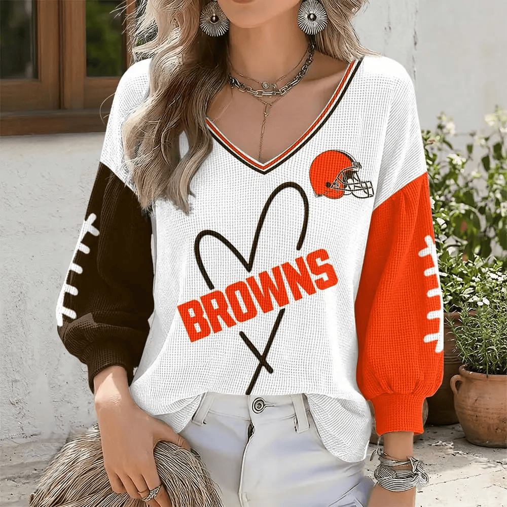 Cleveland Browns V-Neck Waffle Sweater PS66KX