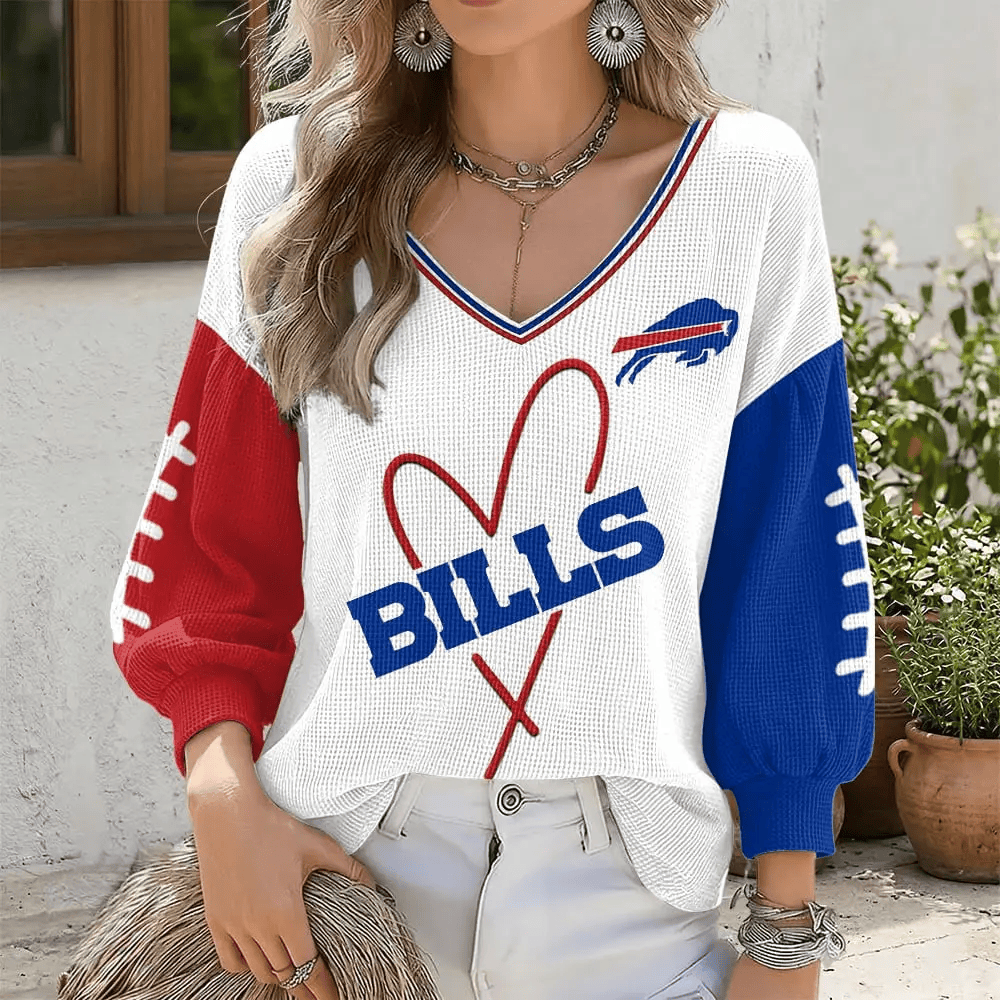 Buffalo Bills V-Neck Waffle Sweater PYHHMJ