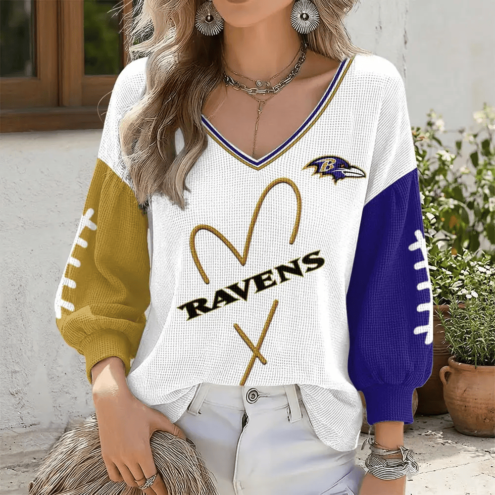 Baltimore Ravens V-Neck Waffle Sweater PSJ9FJ