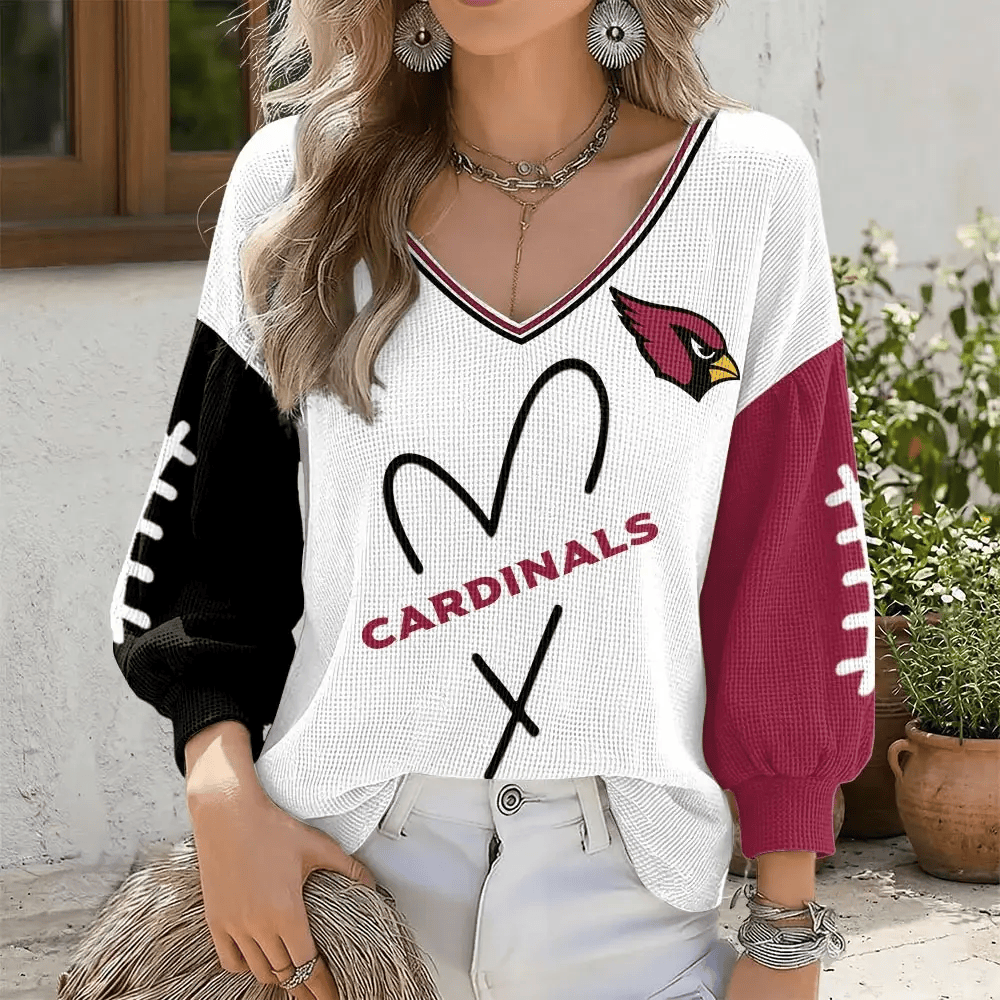 Arizona Cardinals V-Neck Waffle Sweater PC8MUB