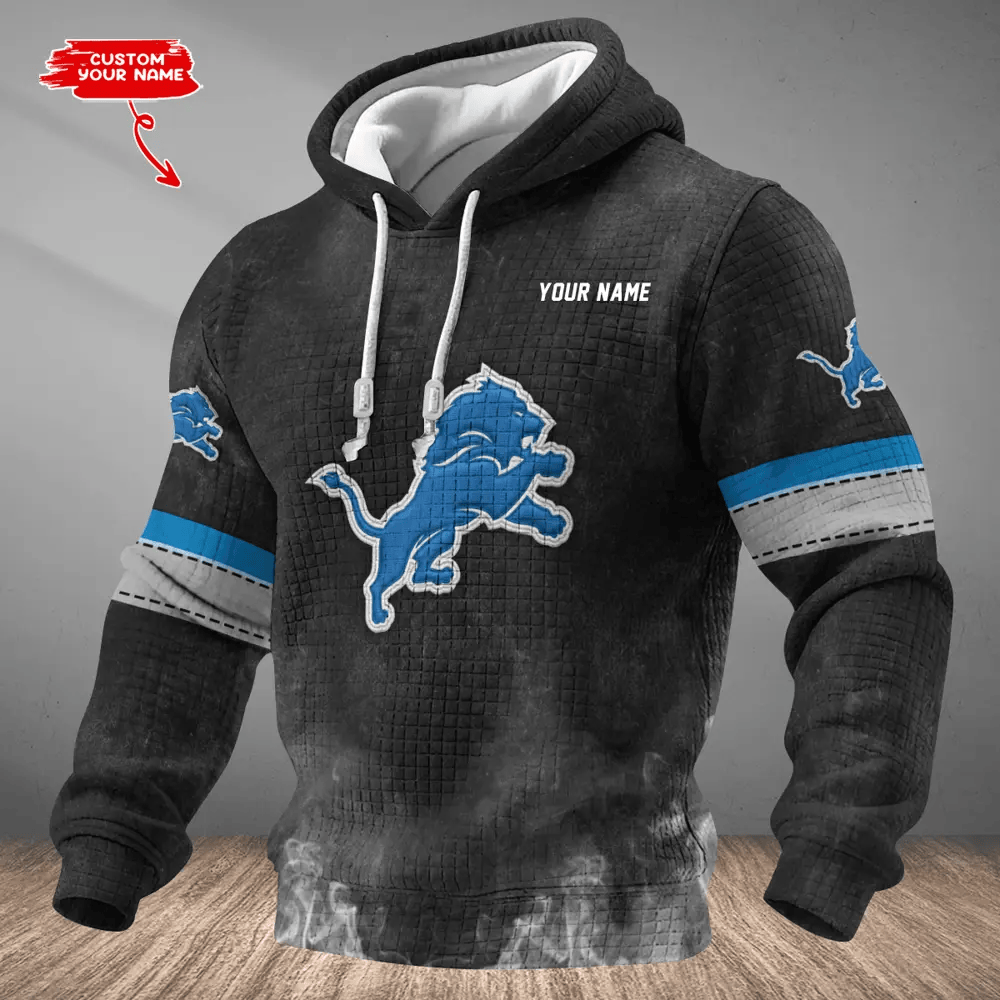 Detroit Lions Waffle Texture Strike Hoodie PRDDQ2