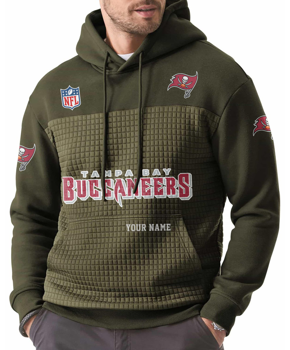 Tampa Bay Buccaneers Men’s Waffle Grids Patchwork Hooded PDZY7W