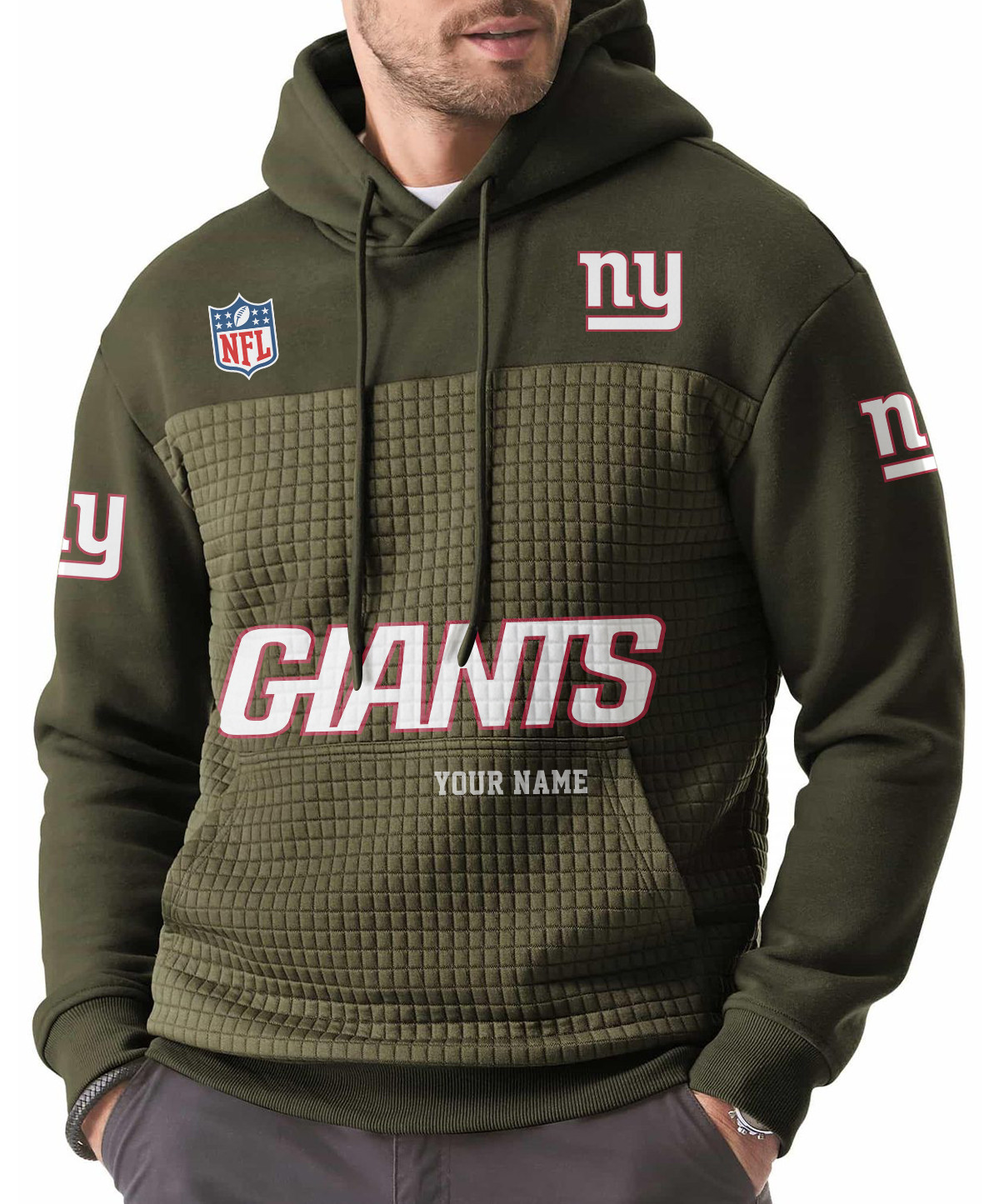 New York Giants Men’s Waffle Grids Patchwork Hooded PHLGFG