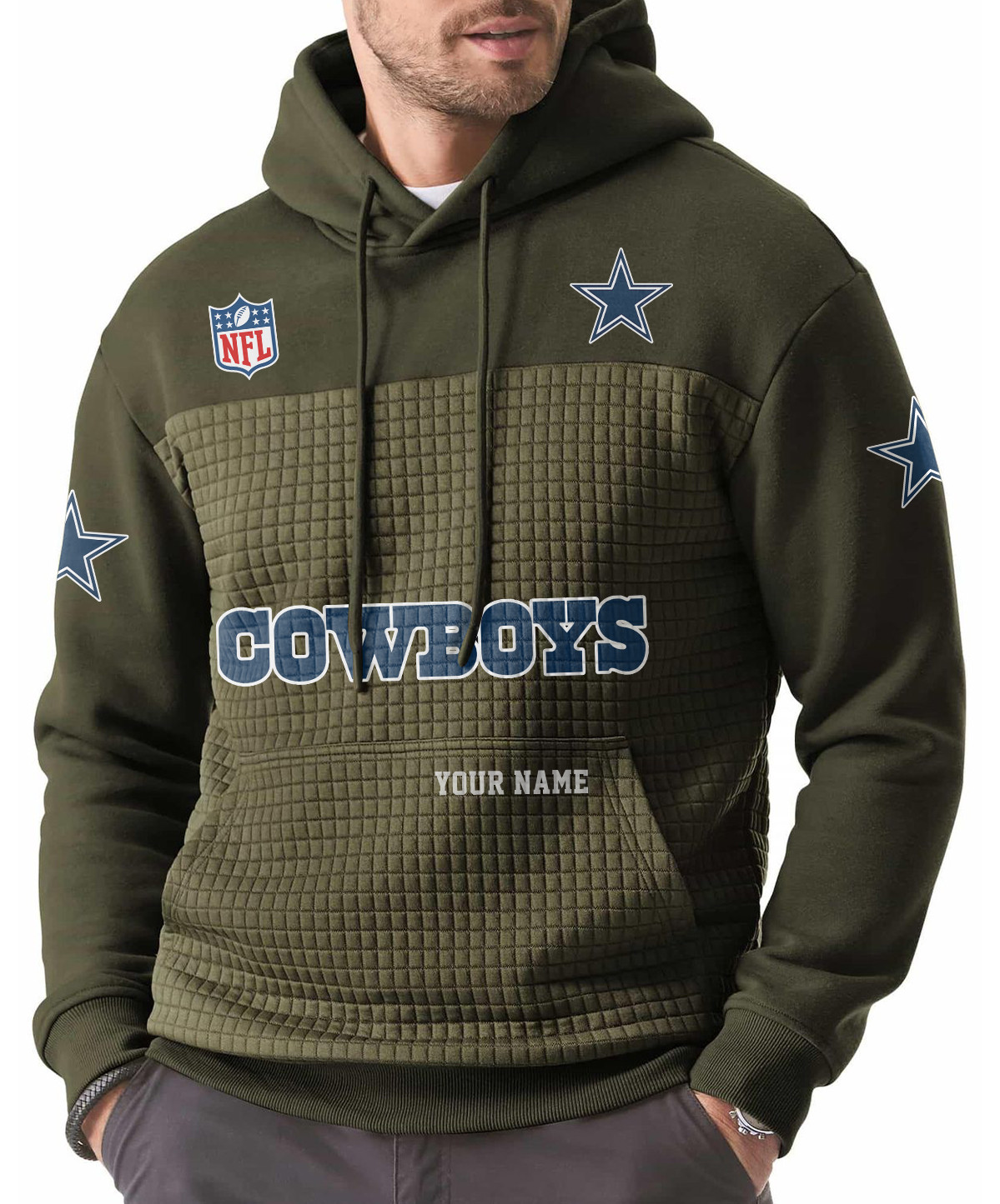 Dallas Cowboys Men’s Waffle Grids Patchwork Hooded P3SKER