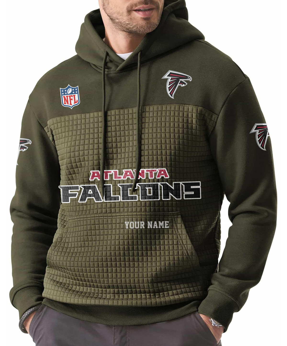 Atlanta Falcons Men’s Waffle Grids Patchwork Hooded P6LXVZ