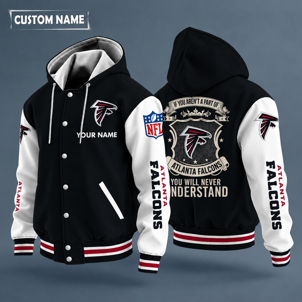 Atlanta Falcons NFL Hooded Letterman Jacket Custom Name P5BLN9