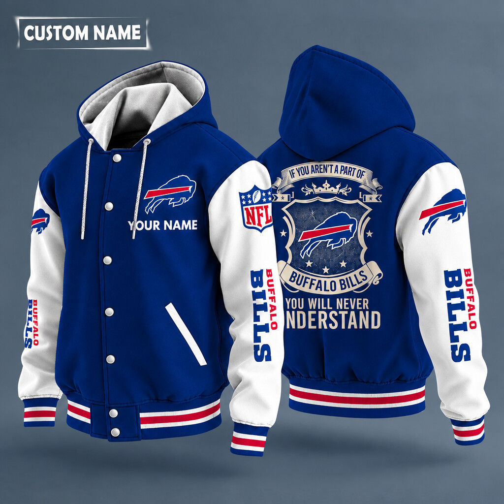 Buffalo Bills NFL Hooded Letterman Jacket Custom Name PQ47D2