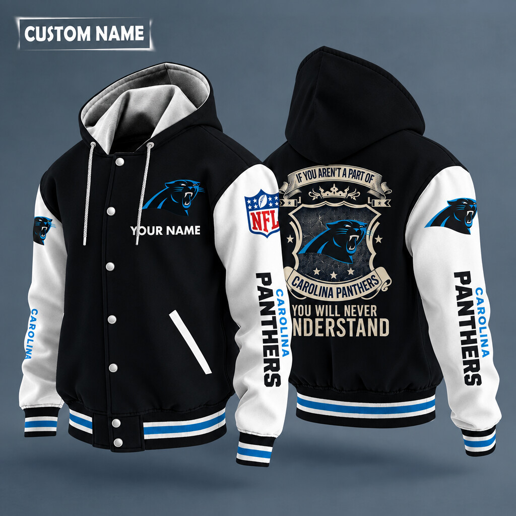 Carolina Panthers NFL Hooded Letterman Jacket Custom Name PGWYXM