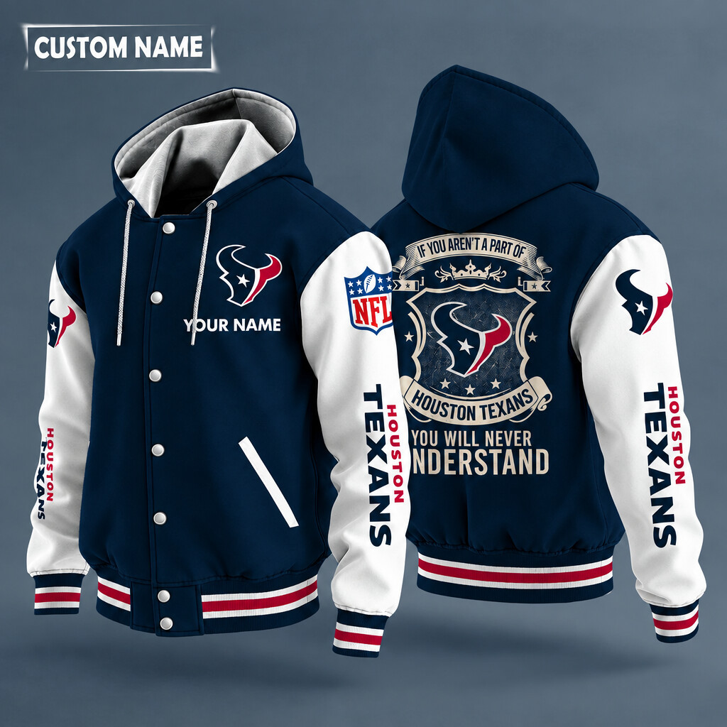 Houston Texans NFL Hooded Letterman Jacket Custom Name PNSNKU