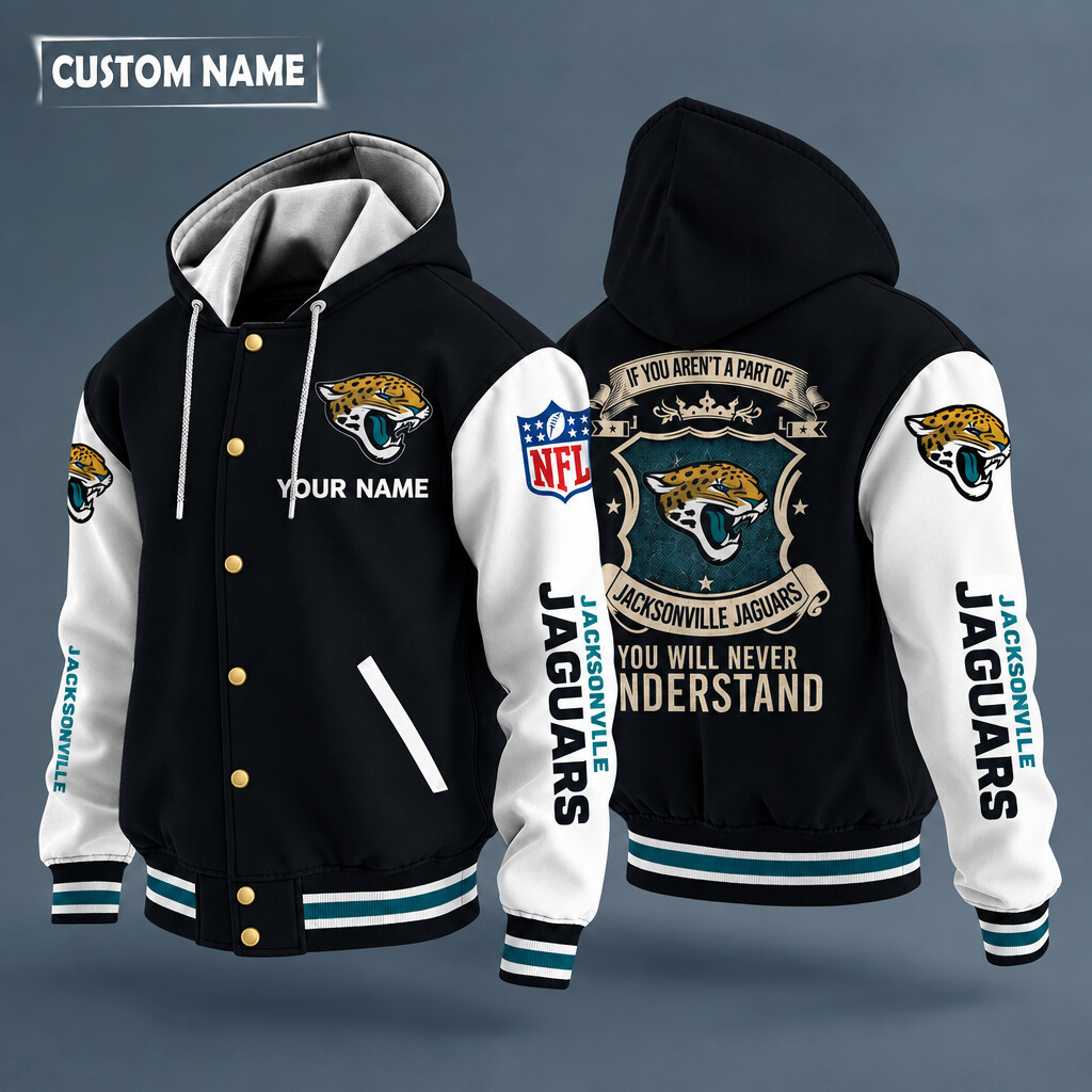 Jacksonville Jaguars NFL Hooded Letterman Jacket Custom Name PXMAQN