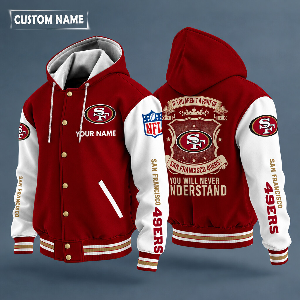 San Francisco 49ers NFL Hooded Letterman Jacket Custom Name PGABVT