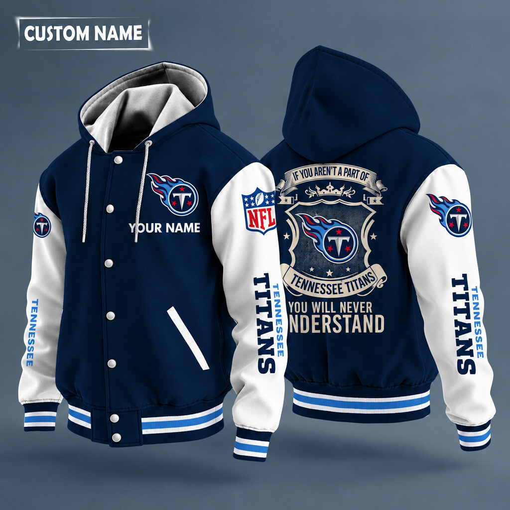 Tennessee Titans NFL Hooded Letterman Jacket Custom Name PJD4DR