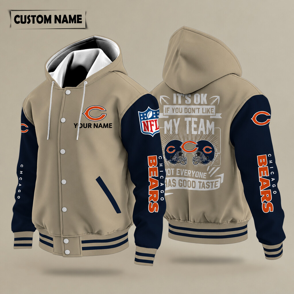 Chicago Bears It's OK If You Don't Like My Team Hooded Letterman Jacket Custom Name PYJ5ZJ