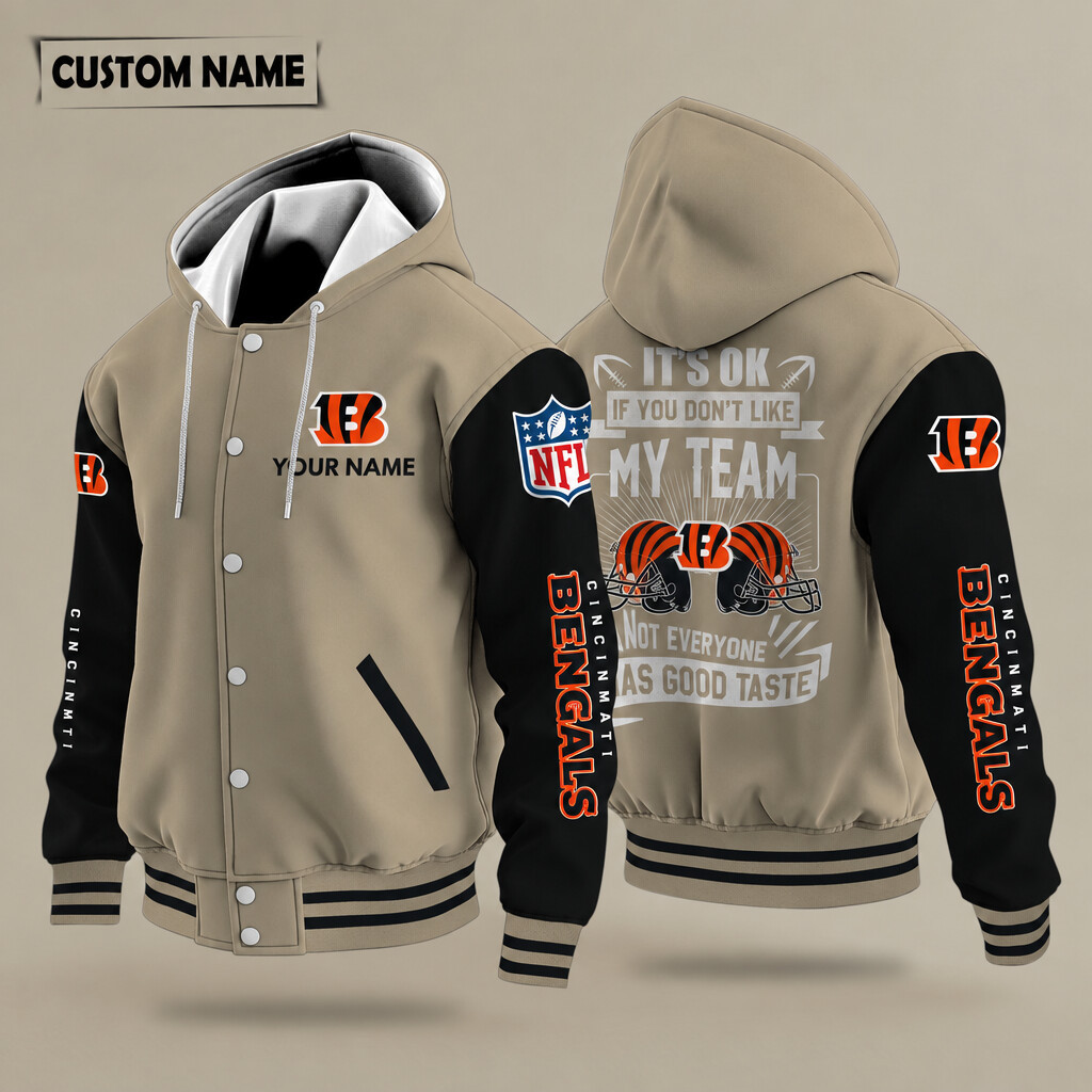 Cincinnati Bengals It's OK If You Don't Like My Team Hooded Letterman Jacket Custom Name PKRYLS