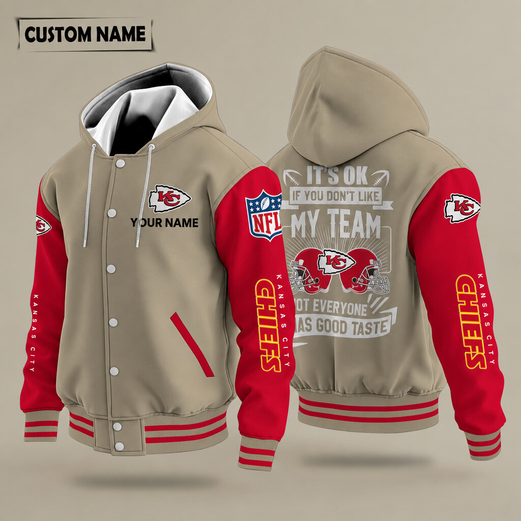 Kansas City Chiefs It's OK If You Don't Like My Team Hooded Letterman Jacket Custom Name P5ZACQ