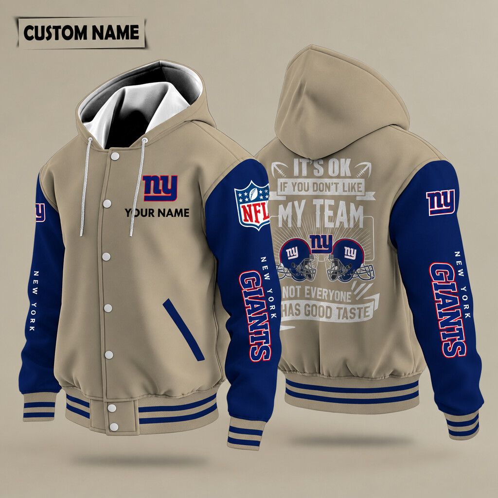 New York Giants It's OK If You Don't Like My Team Hooded Letterman Jacket Custom Name PG78UV