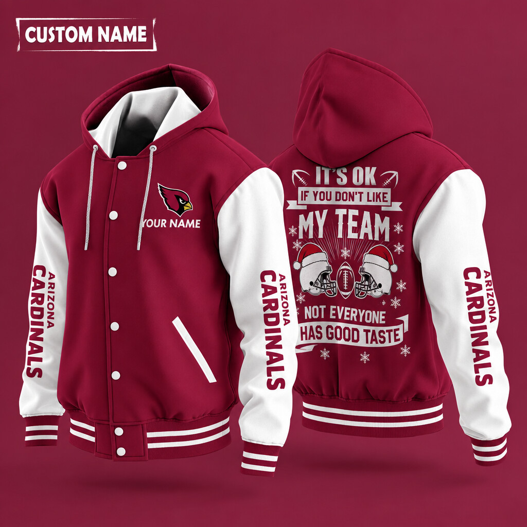 Arizona Cardinals It's OK If You Don't Like My Team Christmas Hooded Letterman Jacket Custom Name PNMKY8