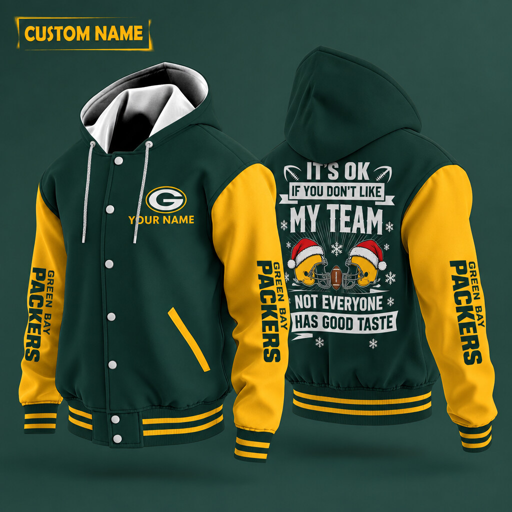 Green Bay Packers It's OK If You Don't Like My Team Christmas Hooded Letterman Jacket Custom Name PGIQ37