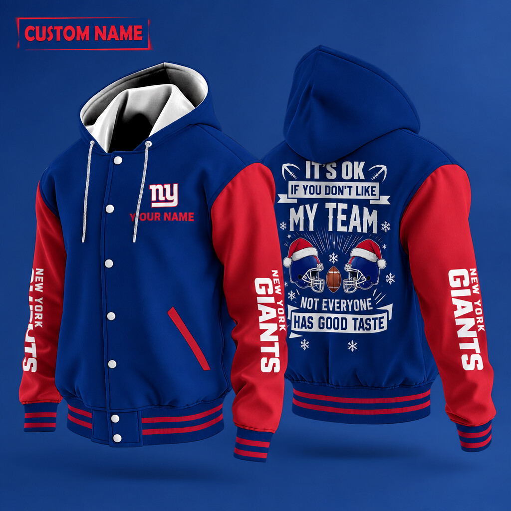 New York Giants It's OK If You Don't Like My Team Christmas Hooded Letterman Jacket Custom Name PDMTCE