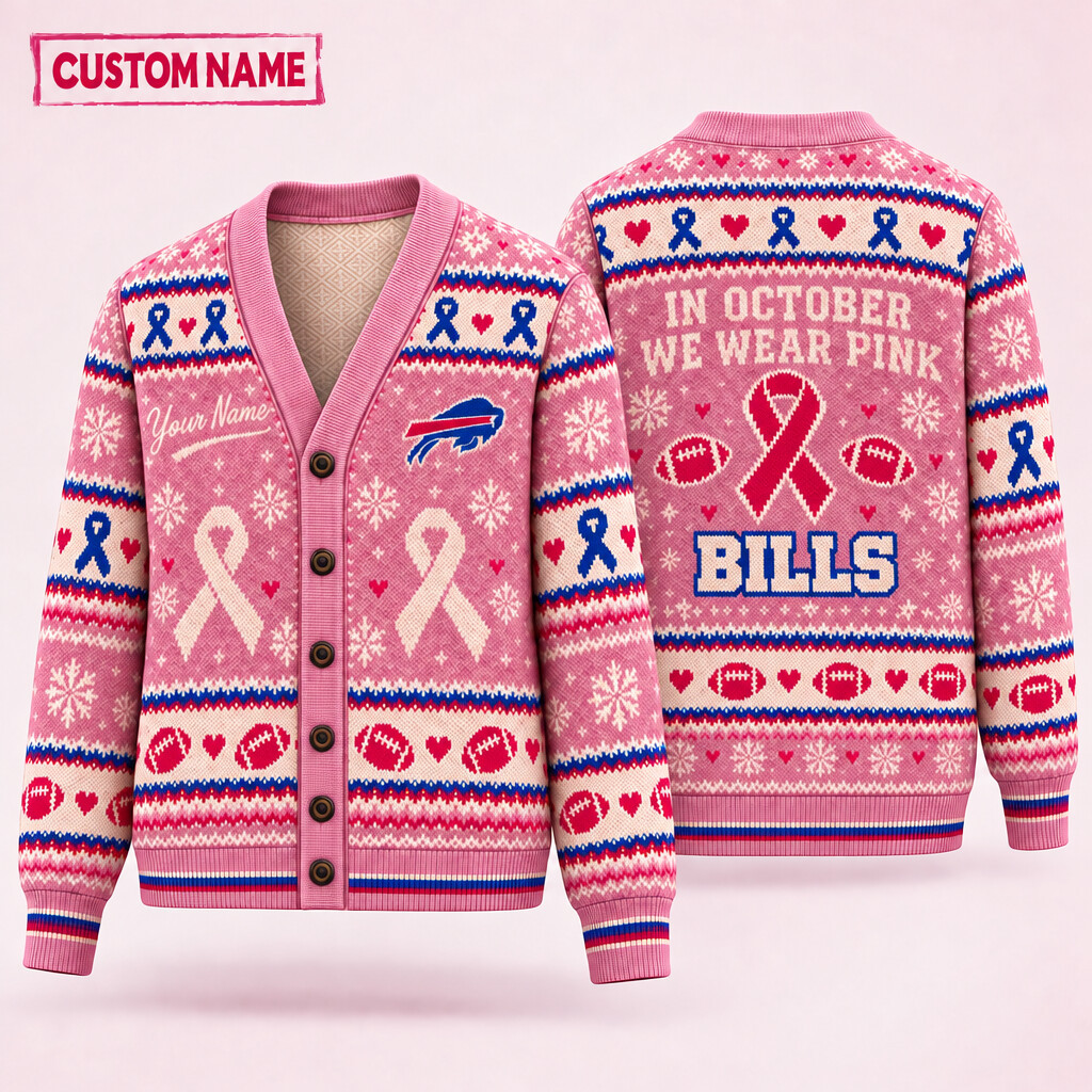 Buffalo Bills Pink October Knit Cardigan Custom Name PM5EX5