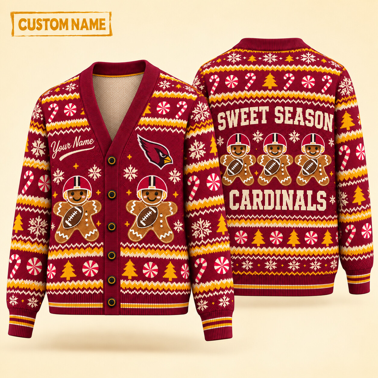 Arizona Cardinals Sweet Season Christmas Knit Cardigan Custom Name PZA2GY