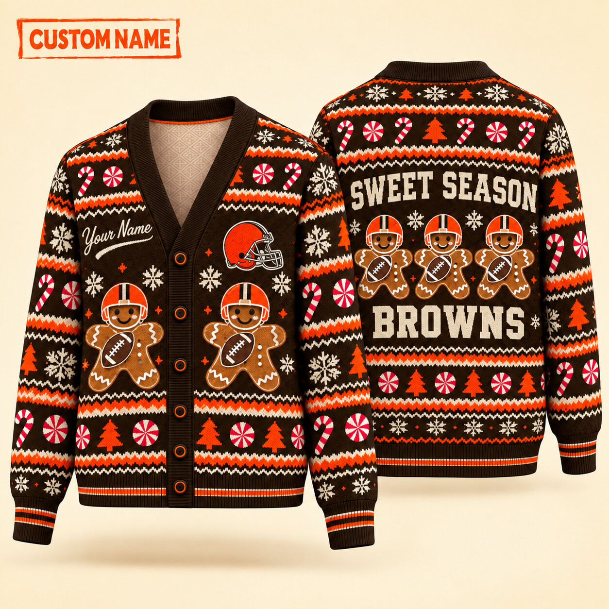 Cleveland Browns Sweet Season Christmas Knit Cardigan Custom Name PAG8D7